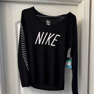 Nike Women's Black and White Long Sleeve Tee